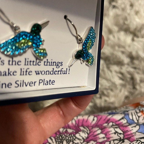 🦅 🐦 Hummingbird silver plated earrings nwt - Picture 7 of 7